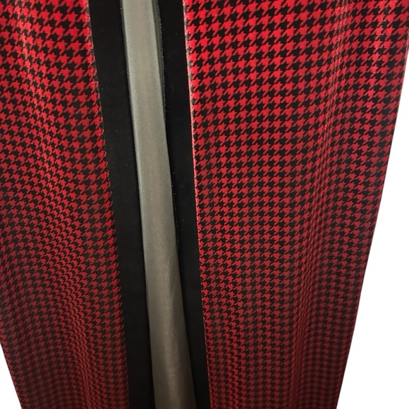 Coldwater Creek Velvet Houndstooth Long Jacket Red Black Petite Large - Picture 3 of 7